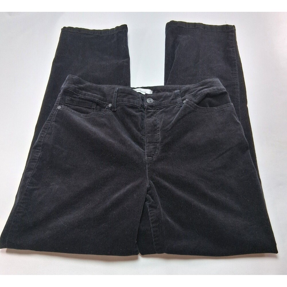Croft & Barrow Black Corduroy Pants Size 10 Stretch Straight Leg Dark Academia